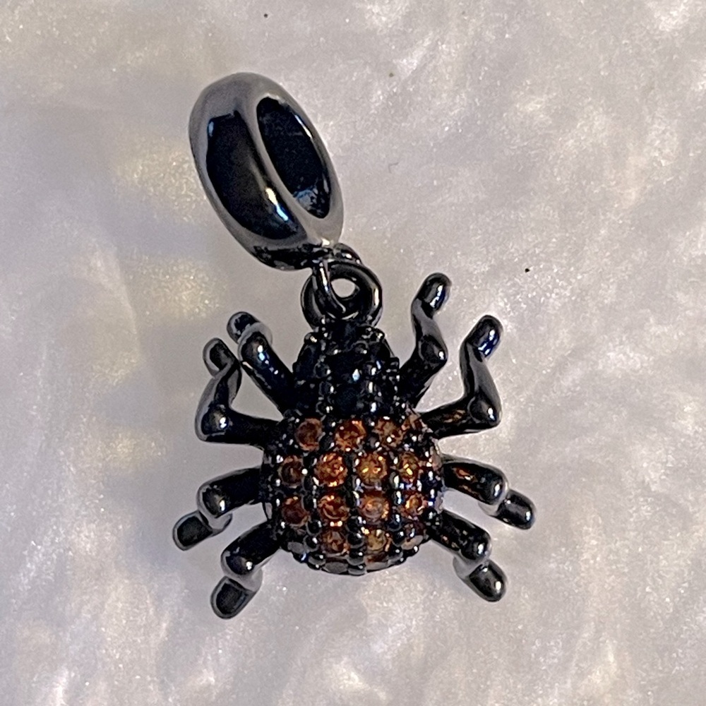 Bracelet Charm Spider Red & Black with Rhinestones